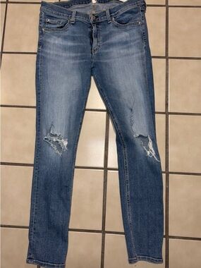 rag & bone Women's Blue Distressed Skinny Jeans